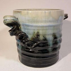 小型炻器花瓶，壺，罐，左侧视图