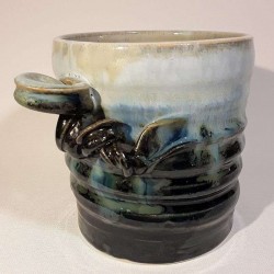 小型炻器花瓶，壺，罐，右侧视图