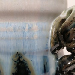 Stoneware vase or small canister, glaze detail