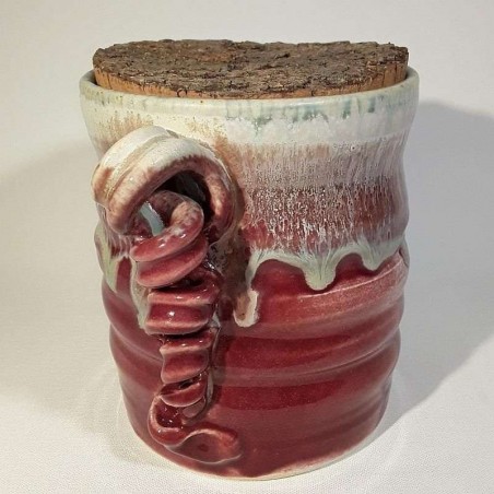 Stoneware vase or small canister, left view